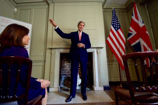 John Kerry speaking in Franklin's parlour