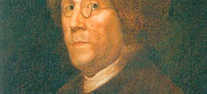 Benjamin Franklin in fur cap portrait