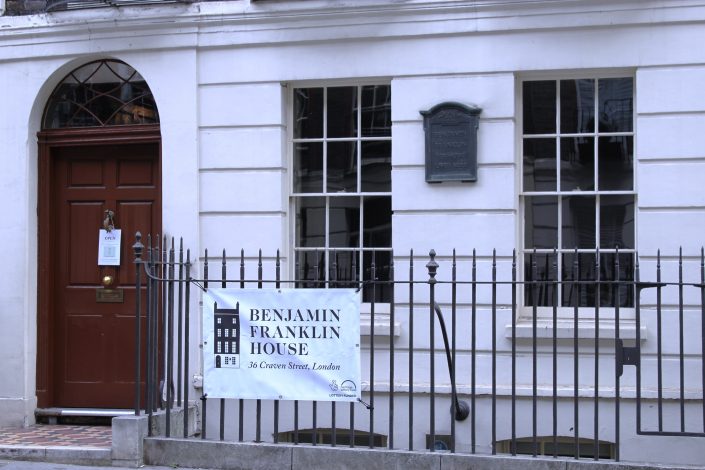 Benjamin Franklin exterior with signs out
