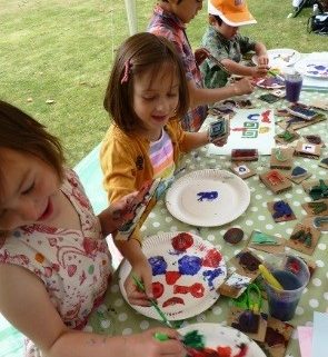 Children colouring and painting