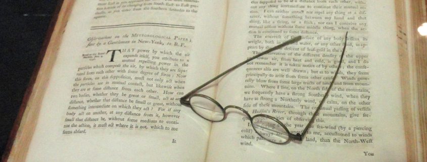 Bifocals left on an open book