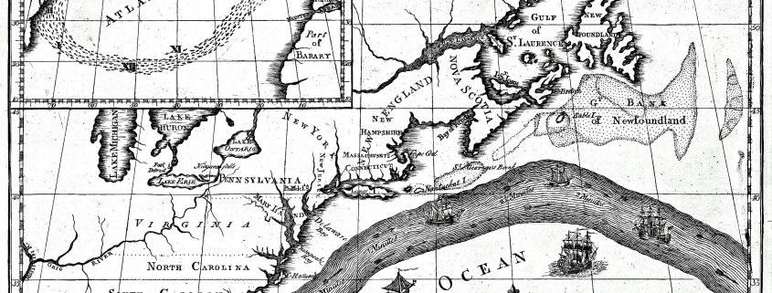 Historical map of the Atlantic Ocean