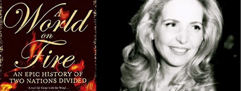 A World On Fire book cover beside Amanda Foreman author photo