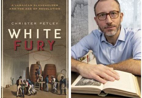 White Fury book cover beside Christer Petley author photo