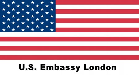 US Embassy London logo with US flag